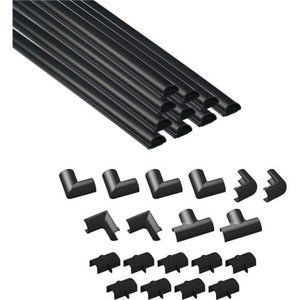 D-Line 157in Cord Cover Kit, 10x 15.7 Lengths,0.78" (W) x 0.39" (H) - Black